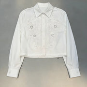 Contrast Lace Applique Shirt