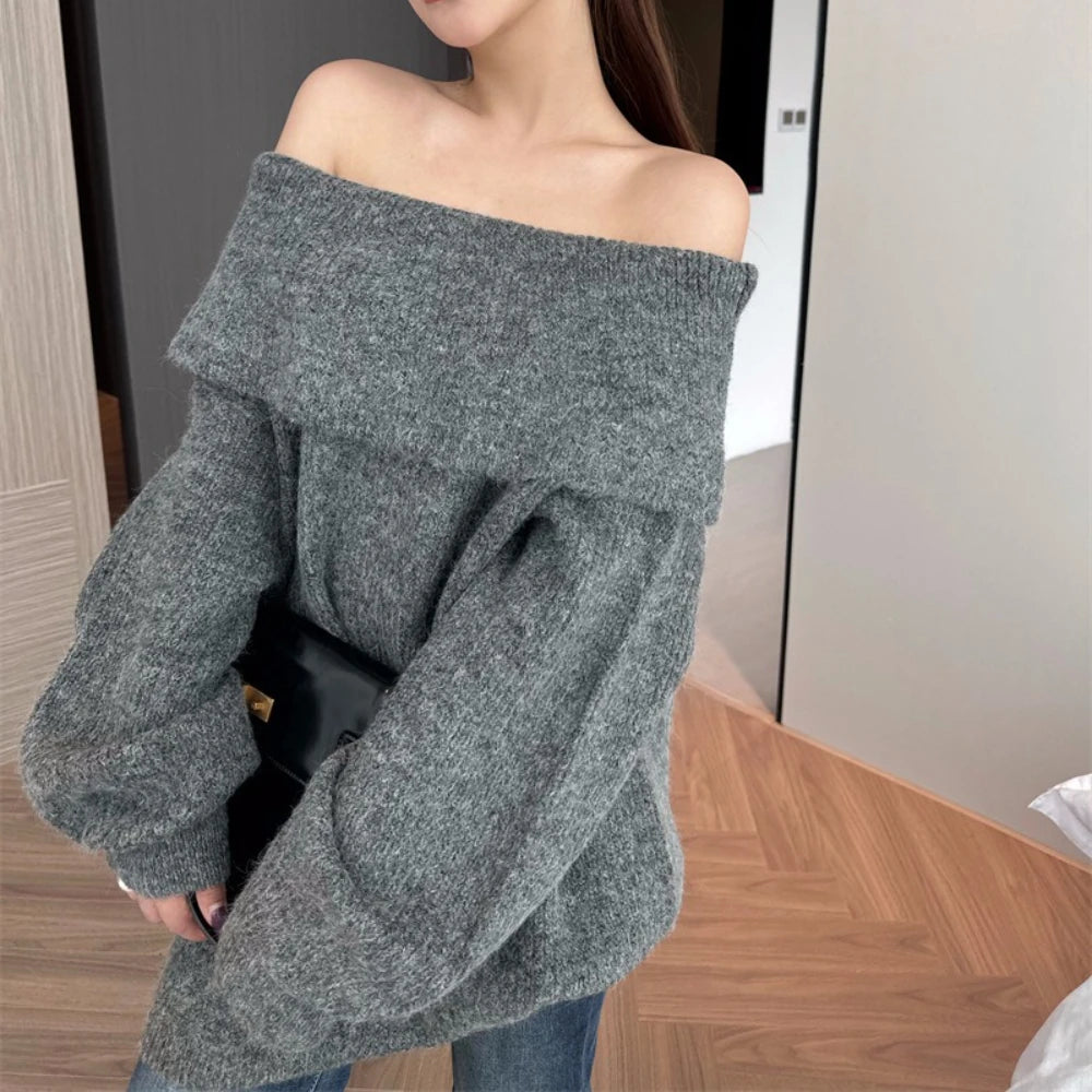 Off-Shoulder Balloon-Sleeve Sweater