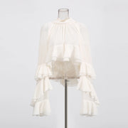 Tiered Ruffle-Sleeve Blouse