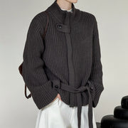 Chunky-Knit High-Neck Cardigan