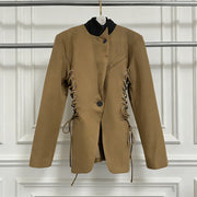 Lace-Up Waist Fitted Jacket