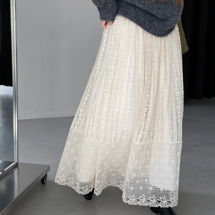 Floral Lace A-Line Skirt