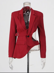 Cutout-Waist Asymmetric Blazer