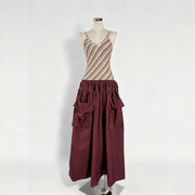 Striped-Bodice Pocket Dress