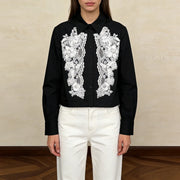 Contrast Lace Applique Shirt