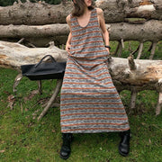 Striped Sleeveless Long Dress