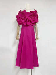 Ruffled Off-Shoulder Midi Dress