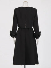 Notched-Neck Top and Skirt Set