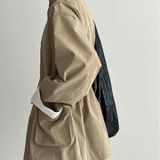 Stand-Collar Utility Trench Coat