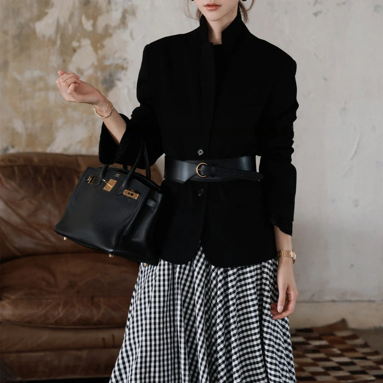 Stand-Collar Single-Breasted Jacket