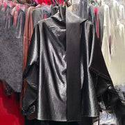 Glossy Tie-Neck Blouse