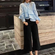 Asymmetric Ruffle-Hem Shirt