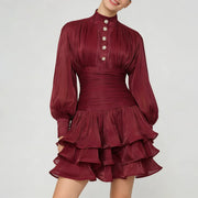 Ruched-Waist Tiered Mini Dress