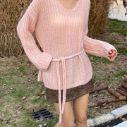 V-Neck Ribbed Relaxed Sweater