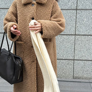 Textured Button-Front Long Coat