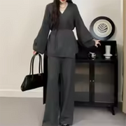 Tie-Side Sweater and Pants Set