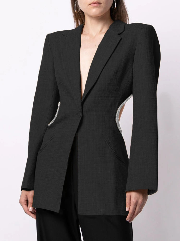 Cutout-Waist Tailored Blazer