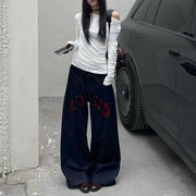 Embroidered Wide-Leg Jeans