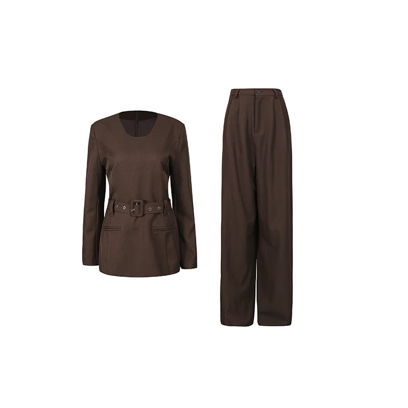 Fitted Jacket and Wide-Leg Pants Set