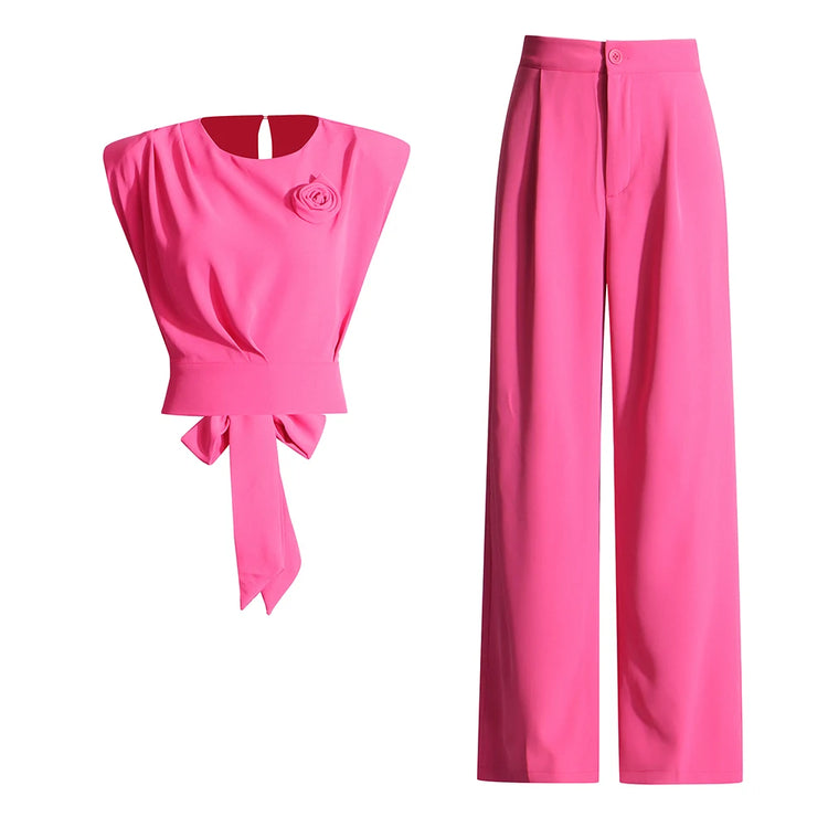 Tie-Waist Top and Pants Set