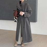 Button-Front Long Trench Coat