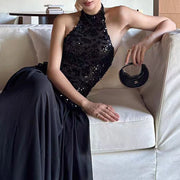 Sequin Halter Long Dress