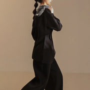 Pleated-Waist Long-Sleeve Sweatshirt