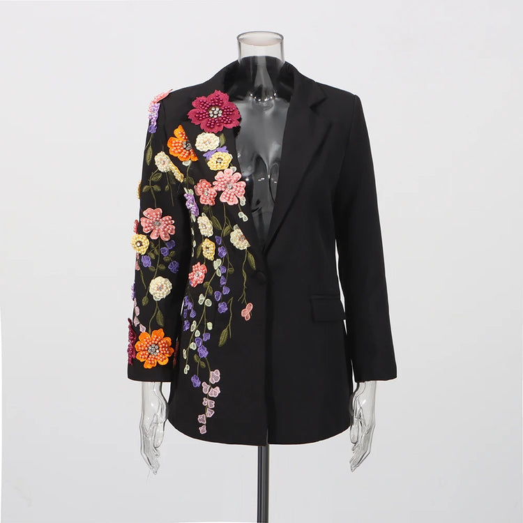 Floral Applique Longline Blazer
