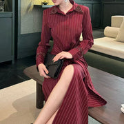 Striped Twist-Front Shirt Dress