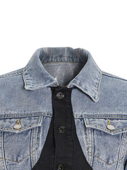Colorblock Cropped Button-Front Jacket