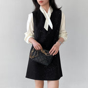 Blouse and Sparkly Pinafore Dress Set