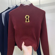 Keyhole-Detail Long-Sleeve Top