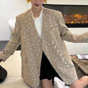 Floral-Pattern Collarless Blazer
