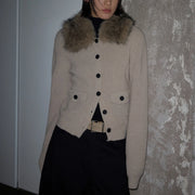 Textured Button-Front Cropped Jacket