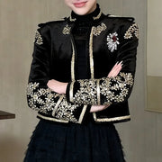 Embellished Open-Front Cropped Jacket
