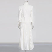 Stand-Collar Jacket and Skirt Set