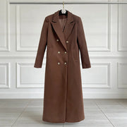 Double-Breasted Brown Long Coat