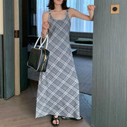 Plaid Sleeveless Long Dress