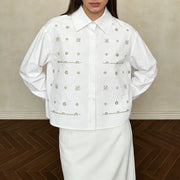 Embellished Cropped Button Shirt