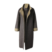 Contrast-Trim Longline Coat