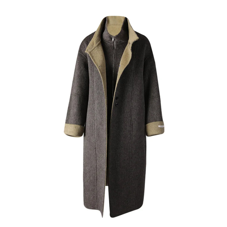 Contrast-Trim Longline Coat