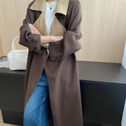 Asymmetric Button-Front Long Coat