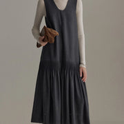 TWOTWINSTYLE Solid Spliced Folds Two Piece Set Female Turtleneck Long Sleeve T Shirt Casual Elegant Women's Dress Set Fashion