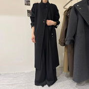 Stand-Collar Longline Button Coat
