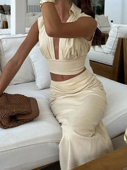 Halter Top and Ruched Skirt Set