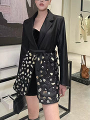 Embellished-Panel Longline Blazer