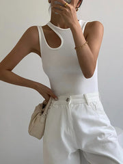 Cutout-Neck Sleeveless Tank Top
