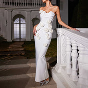 Rosette Strapless Long Dress