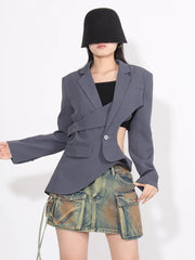 Cutout-Waist Asymmetric Blazer