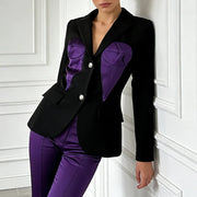 Contrast-Panel Fitted Blazer
